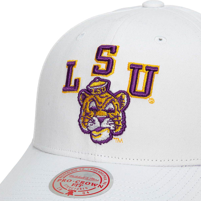 LSU Tigers Mitchell & Ness Beanie Mike Arch Pro Snapback Hat - White