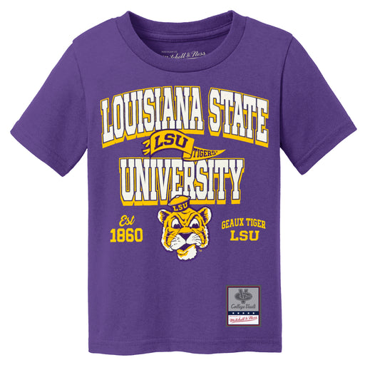 LSU Tigers Mitchell & Ness Beanie Mike Flying Pennant Kids T-Shirt - Purple