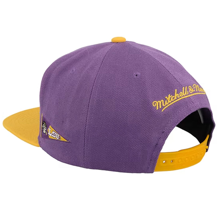 LSU Tigers Mitchell & Ness Beanie Mike Team Origins Snapback Hat - Purple / Gold