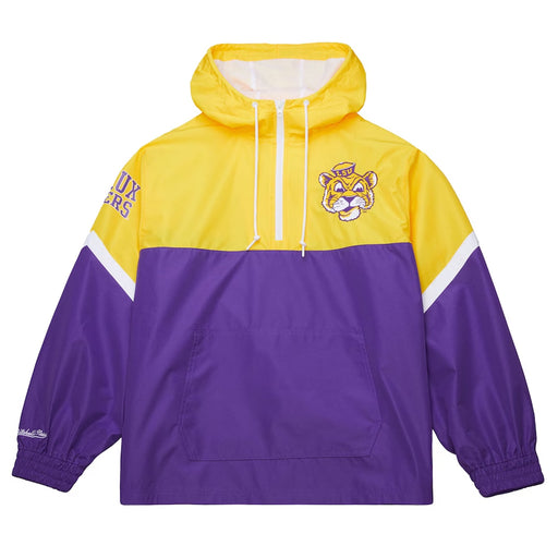 LSU Tigers Mitchell & Ness Beanie Mike Tie Breaker Anorak 1/2 Zip Pullover Windbreaker - Purple / Gold