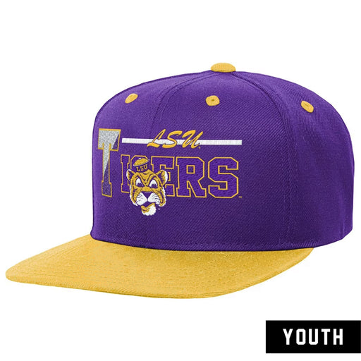 LSU Tigers Mitchell & Ness Beanie Mike Varsity Youth Snapback Hat - Purple / Gold