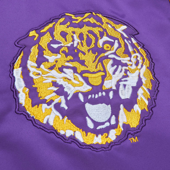 LSU Tigers Mitchell & Ness Premium Heavyweight Satin Round Vault Jacket - Purple