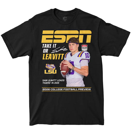 LSU Tigers NIL Store ESPN The Magazine Collection Sam Leavitt Heavyweight T-Shirt - Black