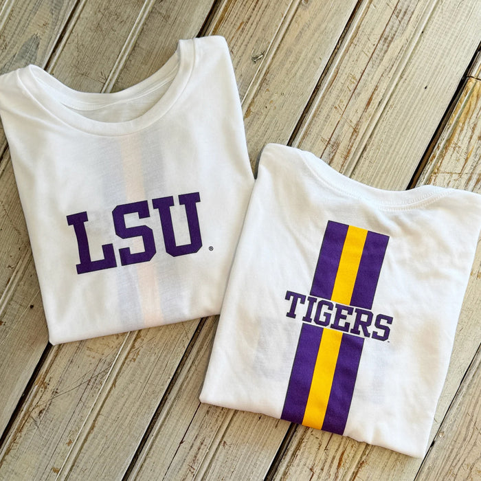 LSU Tigers NOLA Mercantile Varsity Crop T-Shirt - White