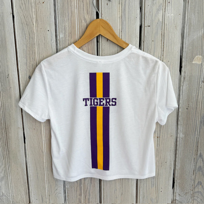 LSU Tigers NOLA Mercantile Varsity Crop T-Shirt - White
