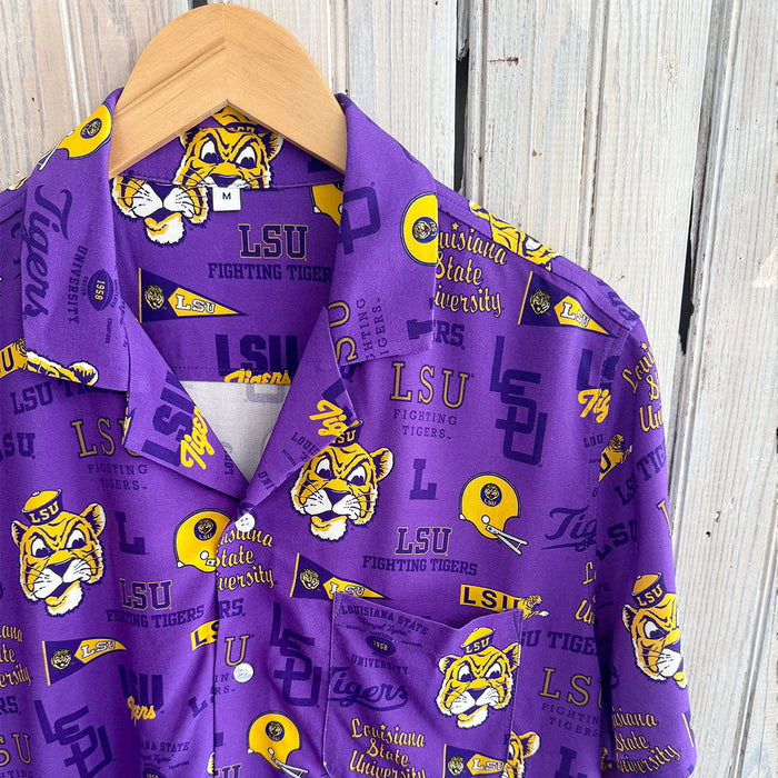 LSU Tigers NOLA Mercantile Vault Hawaiian Shirt - Purple