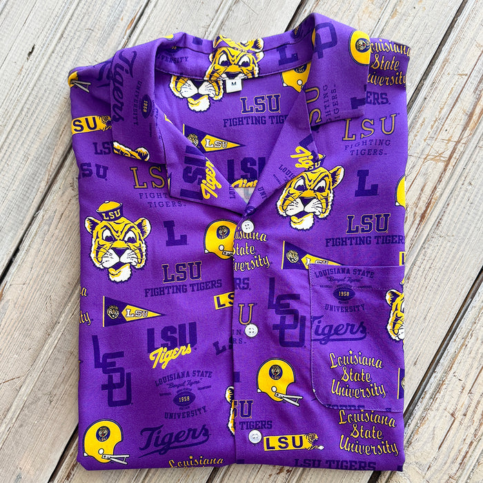 LSU Tigers NOLA Mercantile Vault Hawaiian Shirt - Purple