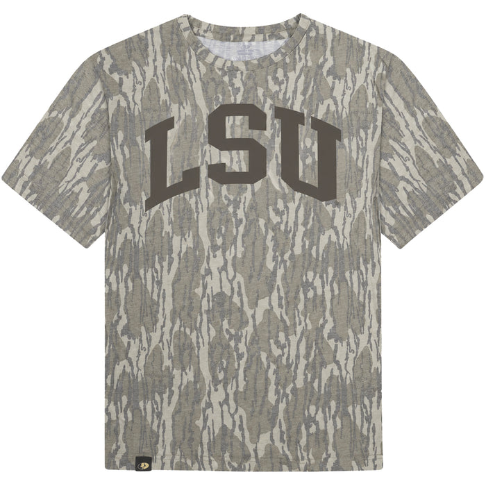 LSU Tigers New World Graphics Arch Mossy Oak Camo T-Shirt - Bottom Land