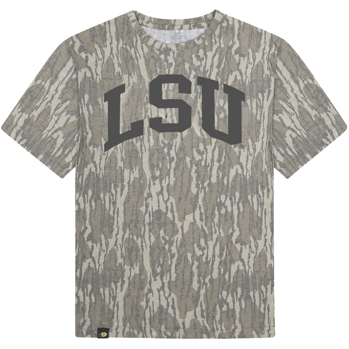 LSU Tigers New World Graphics Arch Mossy Oak Camo T-Shirt - Bottom Land