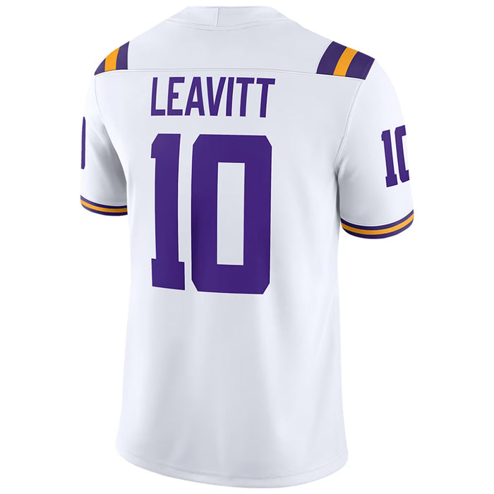 LSU Tigers Nike #10 Sam Leavitt Team Replica Football Jersey – White