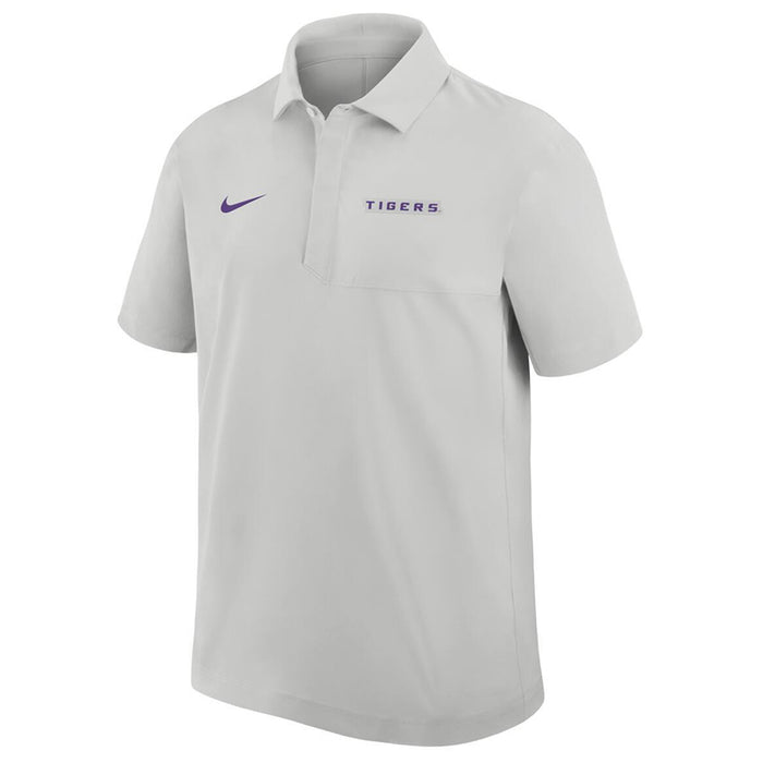 LSU Tigers Nike 2025 Coaches Sideline Lightweight Woven Stretch Polo - Photon Dust