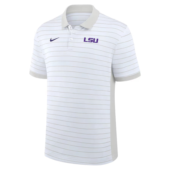 LSU Tigers Nike 2025 Early Season Coaches Sideline Victory Stripe Performance Polo - White