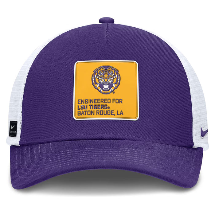 LSU Tigers Nike 2025 On-Field Rise Engineered Trucker Hat - Purple