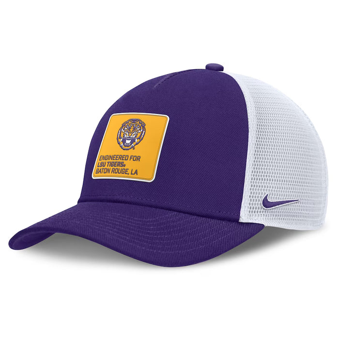 LSU Tigers Nike 2025 On-Field Rise Engineered Trucker Hat - Purple