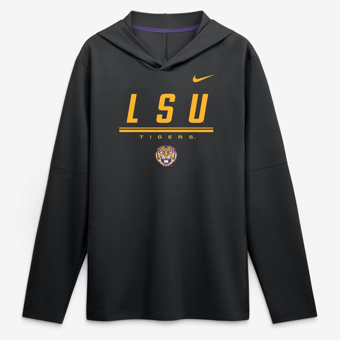 LSU Tigers Nike 2026 Sideline Lightweight Performance Dri-FIT Long Sleeve Hooded T-Shirt - Black
