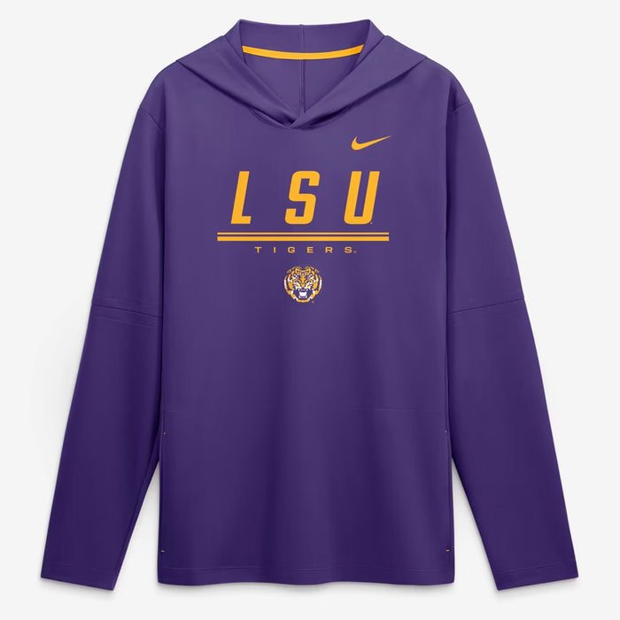 LSU Tigers Nike 2026 Sideline Lightweight Performance Dri-FIT Long Sleeve Hooded T-Shirt - Purple