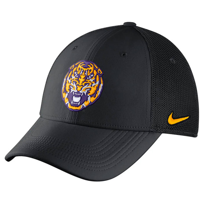 LSU Tigers Nike Aerobill Tiger Head Stretch Trucker Hat - Black