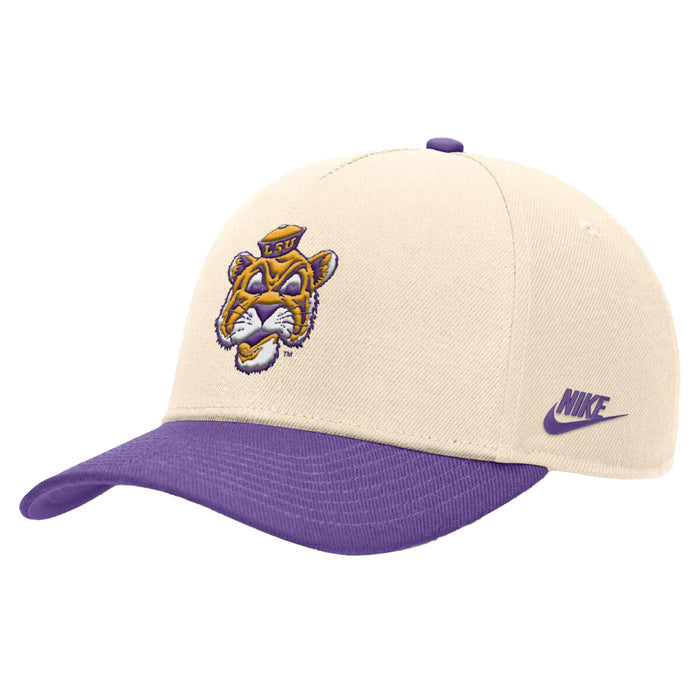 LSU Tigers Nike Beanie Mike Academic Rise 5-Panel Dri Fit Structured Hat - Natural / Purple