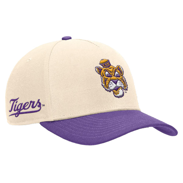 LSU Tigers Nike Beanie Mike Academic Rise 5-Panel Dri Fit Structured Hat - Natural / Purple