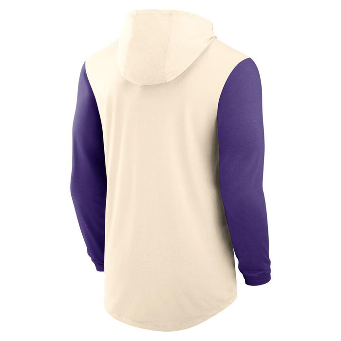 LSU Tigers Nike Beanie Mike Arch Hooded Long Sleeve Shirt - Natural / Purple