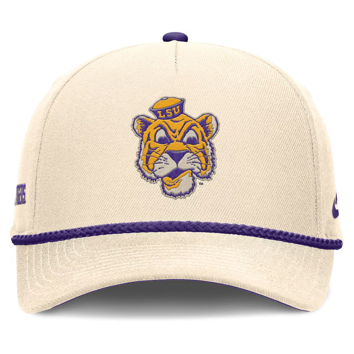 LSU Tigers Nike Beanie Mike Legacy 5-Panel Rise Rope Hat - Natural
