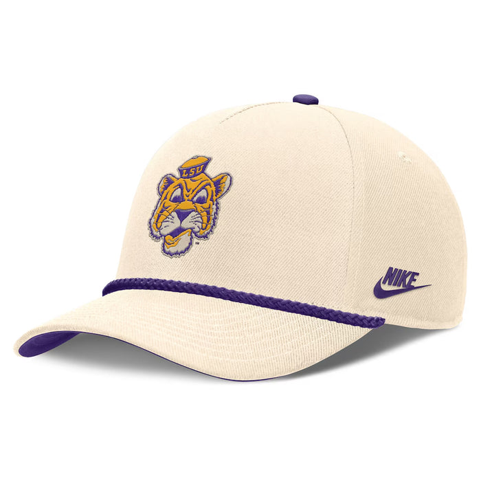 LSU Tigers Nike Beanie Mike Legacy 5-Panel Rise Rope Hat - Natural