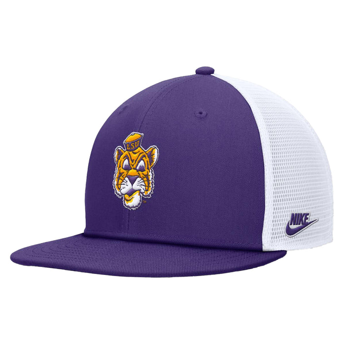 LSU Tigers Nike Beanie Mike Pro Snapback Flatbill Trucker Hat - Purple