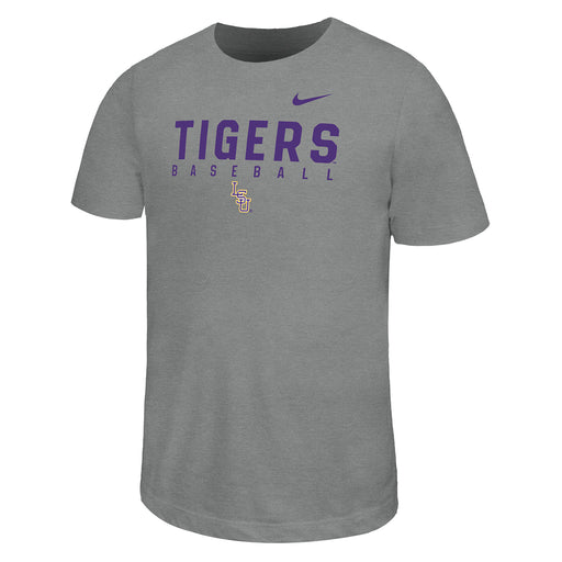 LSU Tigers Nike Dri-Fit Baseball Interlock Legend Performance Youth T-Shirt - Grey Heather