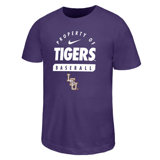 LSU Tigers Nike Dri-Fit Property of Tigers Baseball Performance Youth T-Shirt - Orchid
