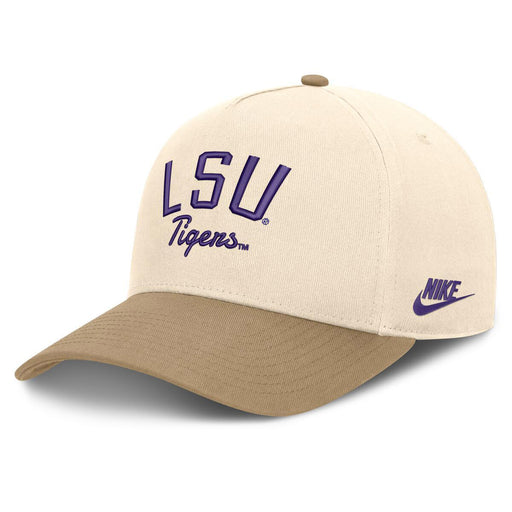 LSU Tigers Nike Frame26 Legacy Pinched Rise Structured Hat - Natural