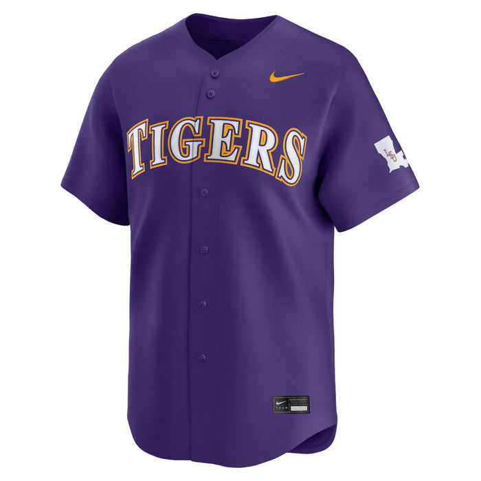 LSU Tigers Nike Full-Button Performance Replica Double-knit Mesh Baseball Jersey - Purple