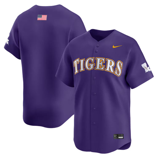 LSU Tigers Nike Full-Button Performance Replica Double-knit Mesh Baseball Jersey - Purple
