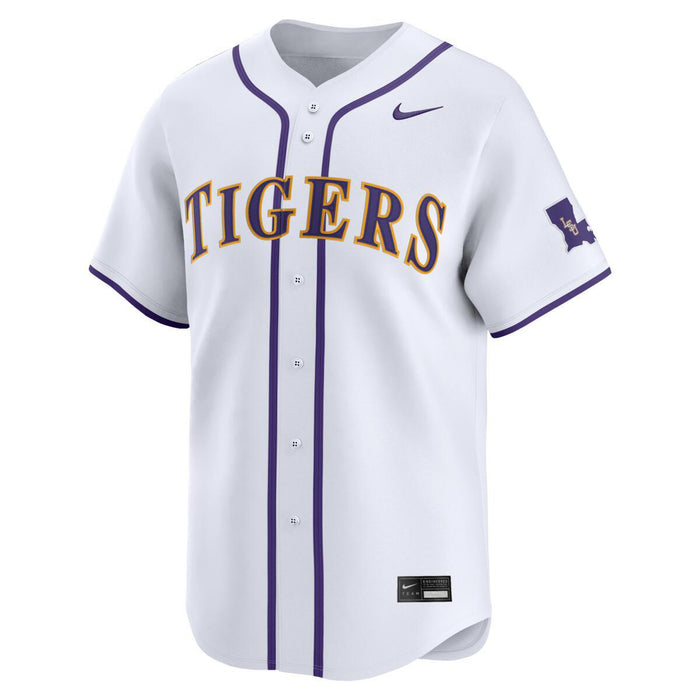 LSU Tigers Nike Full-Button Performance Replica Double-knit Mesh Baseball Jersey - White