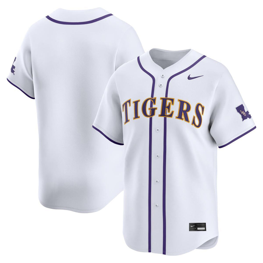 LSU Tigers Nike Full-Button Performance Replica Double-knit Mesh Baseb ...