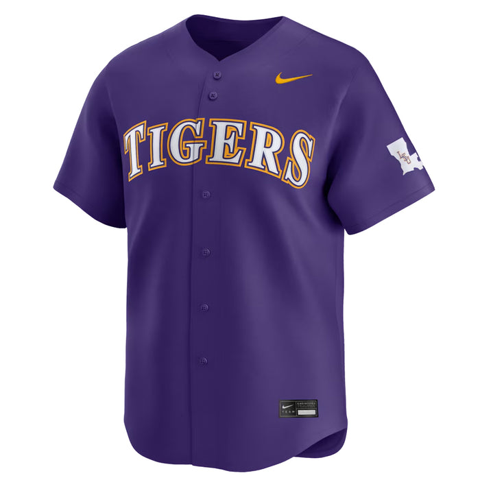 LSU Tigers Nike Full-Button Performance Replica Double-knit Mesh Youth Baseball Jersey - Purple