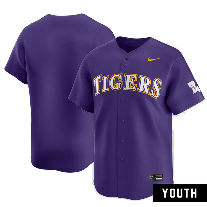 LSU Tigers Nike Full-Button Performance Replica Double-knit Mesh Youth Baseball Jersey - Purple