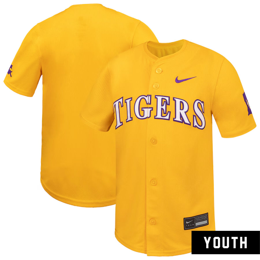 LSU Tigers Nike Full-Button Performance Replica Double-knit Mesh Youth ...
