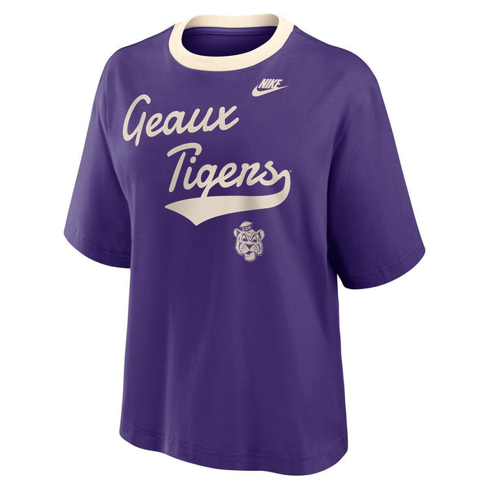 LSU Tigers Nike Geaux Tigers Fight Song Boxy Ringer T-Shirt - Purple