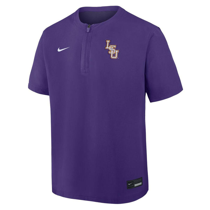 LSU Tigers Nike Interlock Unmatched Short Sleeve Wind 1/4 Zip Shirt  - Purple