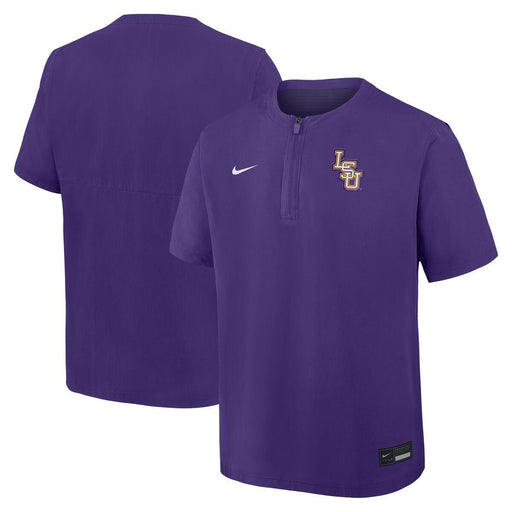 LSU Tigers Nike Interlock Unmatched Short Sleeve Wind 1/4 Zip Shirt  - Purple