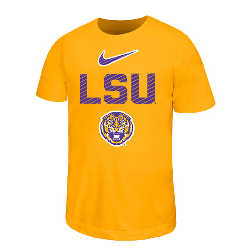 LSU Tigers Nike Legend Dri-Fit Tiger Head Lines Performance Youth T-Shirt - Gold
