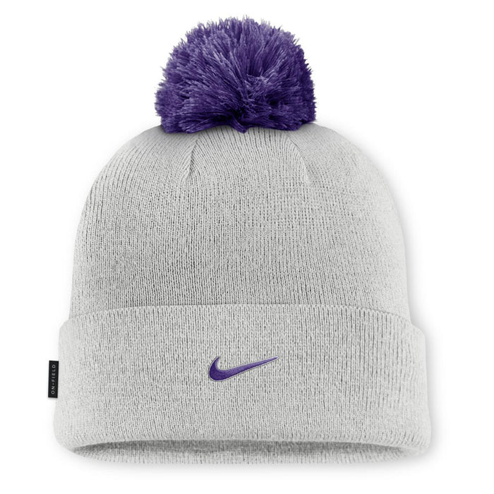 LSU Tigers Nike Official On-Field (Removable Pom) Utility Cuff Knit Beanie - Photon Dust