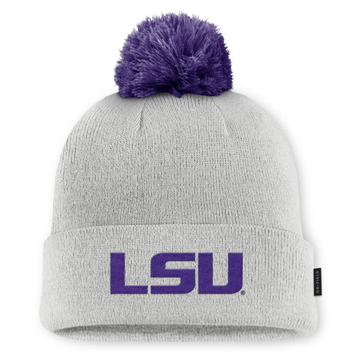 LSU Tigers Nike Official On-Field (Removable Pom) Utility Cuff Knit Beanie - Photon Dust