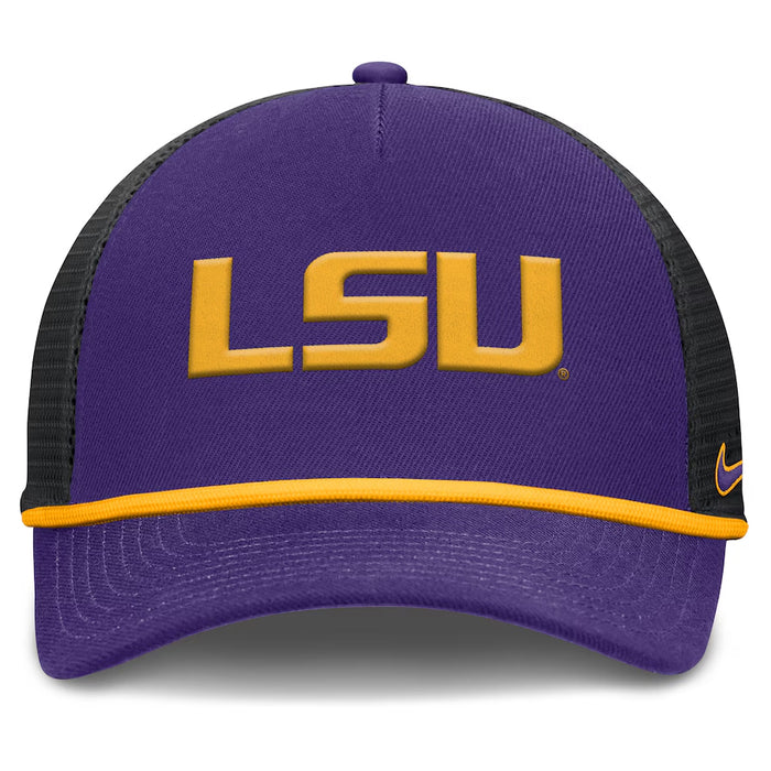 LSU Tigers Nike Primetime Rise 5-Panel Rope Trucker Hat - Purple / Black
