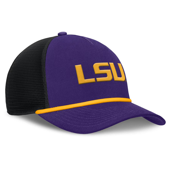 LSU Tigers Nike Primetime Rise 5-Panel Rope Trucker Hat - Purple / Black