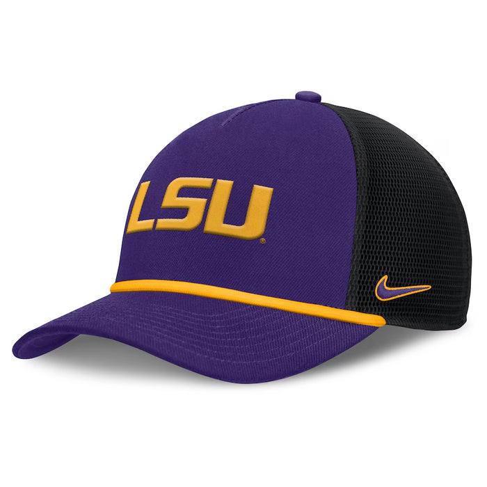LSU Tigers Nike Primetime Rise 5-Panel Rope Trucker Hat - Purple / Black