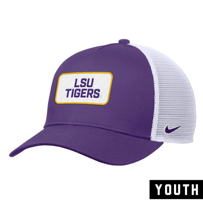 LSU Tigers Nike Sideline 2025 On-Field Rise Patch Trucker Youth Hat - Purple