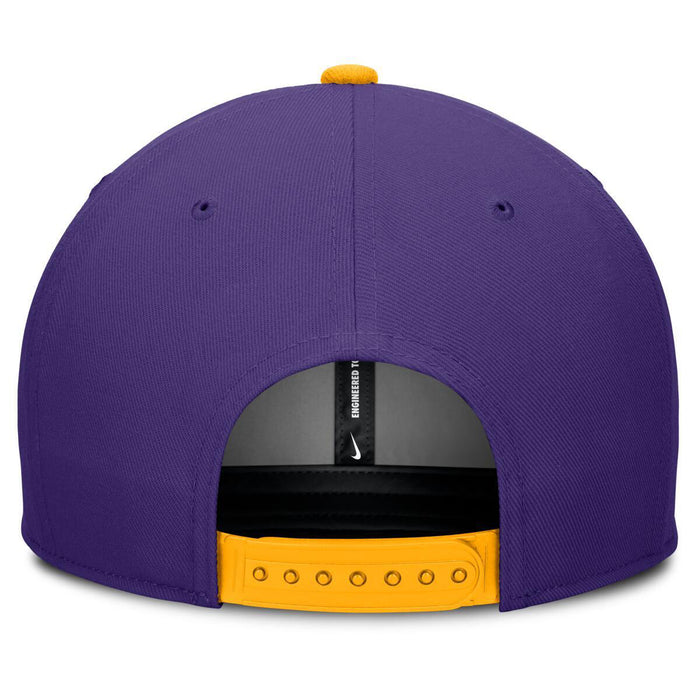 LSU Tigers Nike Script Pro Rise Adjustable 3 Tone Structured Snapback Flat Bill Hat - Purple
