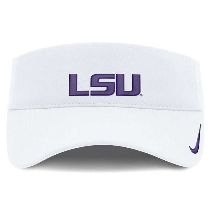 LSU Tigers Nike Sideline 26 On-Field Primary Logo Dri-Fit Performance Adjustable Ace Visor - White