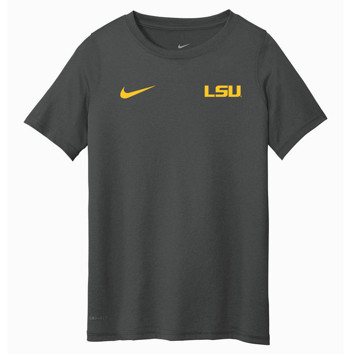 LSU Tigers Nike Small Geaux Font Performance Legend Youth T-Shirt - Anthracite
